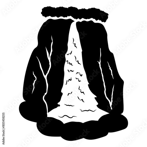 Waterfall and rocks cut out element