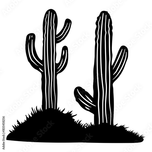 Cactus in desert cut out landscape