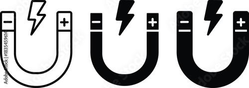 Horseshoe Magnet Science Electromagnetism Field Physics Power Energy Electric Force Icon Vector Silhouette and Pictogram..eps