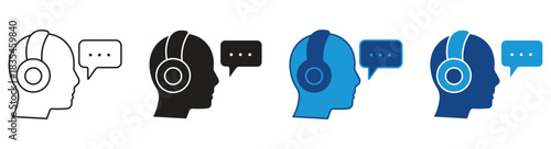 Social Listening icon set multiple style collection ,Vector illustration.