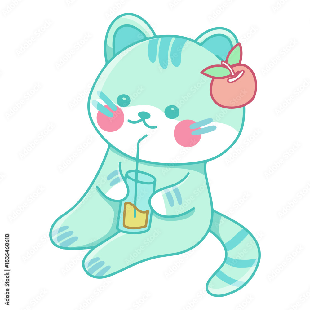 Fototapeta premium Cat cartoon animal kawaii