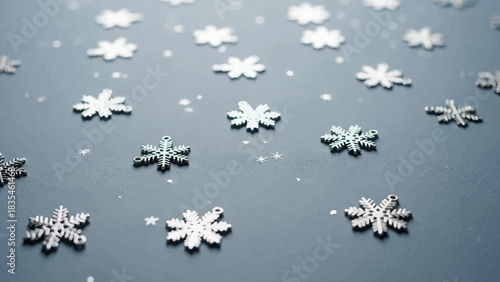 Elegant winter wonderland background with sparkling snowflakes and fluffy clouds, perfect for holiday designs and festive promotions during the season