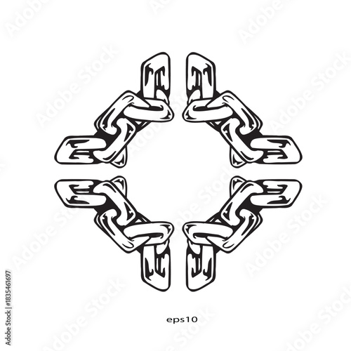 The chain design material is connected in a circle to form a pattern vector illustration