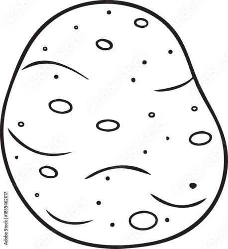 Silhouette of a Potato in Natural Pose on White Background