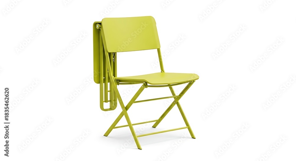 Fototapeta premium Shop lime green folding chair for outdoor patio seating portable metal chair for garden deck balcony