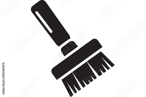 Professional black paint brush icon for home improvement projects and DIY designs, ideal for construction, renovation, and art supply businesses looking for clean, modern graphics