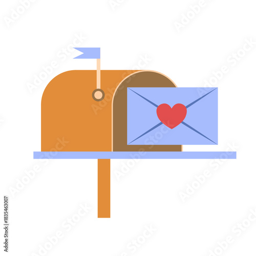 Mailbox with a letter. Outdoor mailbox for receiving letters. Minimalistic flat illustration.
