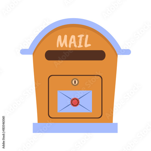 Mailbox with a rounded top. An outdoor mailbox for receiving letters. Minimalistic flat illustration.