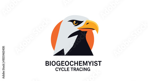Majestic eagle head in stylized design against an orange circle backdrop