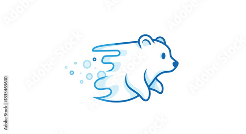 White stylized bear rushes forward
