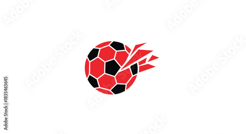 Abstract soccer ball breaking apart