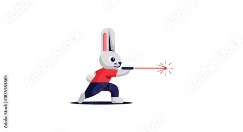 Cartoon rabbit with laser pointer
