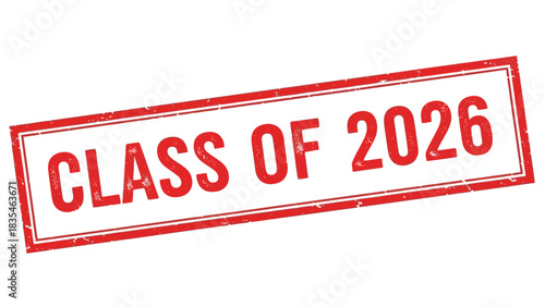 Class of 2026 graduation announcement seal with a red grunge rubber stamp effect on an isolated white background
