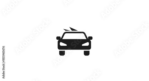 Front view of a silhouetted car with antenna