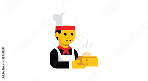 Chef holding steaming dim sum