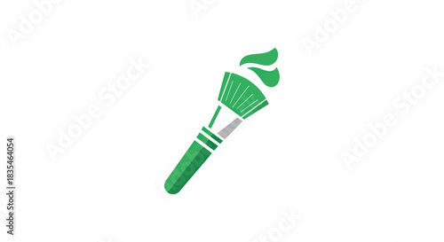 Green brush with paint