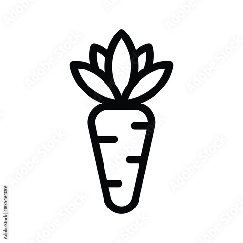 Illustration of healthy carrot with green leaves for balanced dieting and cooking