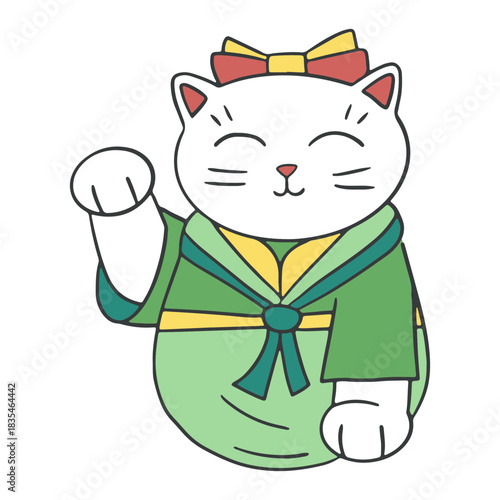 Maneki neko cute green