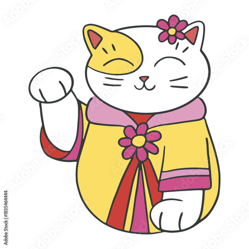 Maneki neko cute yellow