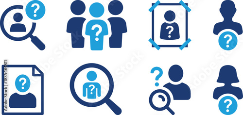 unknown, person, profile, silhouette, question mark, search, magnifying glass, group, people, candidate, resume, document, hiring, recruitment, mystery, anonymous, identification, job, employee, HR, h