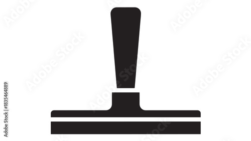 Essential black silhouette of a squeegee or rubber stamp tool perfect for minimalist design and approval concepts