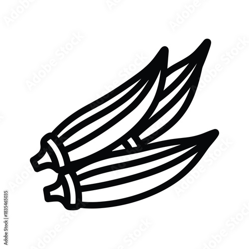 Outline illustration of okra or lady fingers vegetable on white background icon