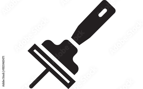 Essential black silhouette icon representing a professional squeegee tool perfect for cleaning and maintenance projects