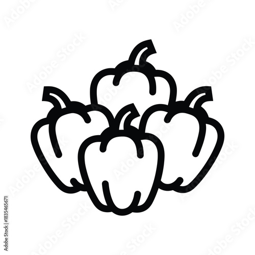 Outline bell peppers vector icon representing healthy food and ingredients for vegetarian meal
