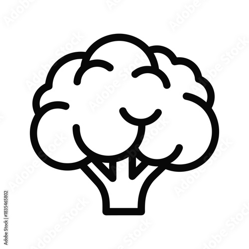 Cauliflower icon design simple line drawing isolated on white background vegan and healthy eating