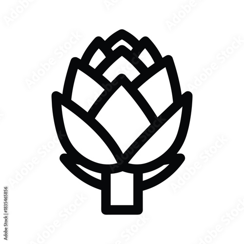 Artichoke icon design simple line drawing isolated on white background vegan and healthy food