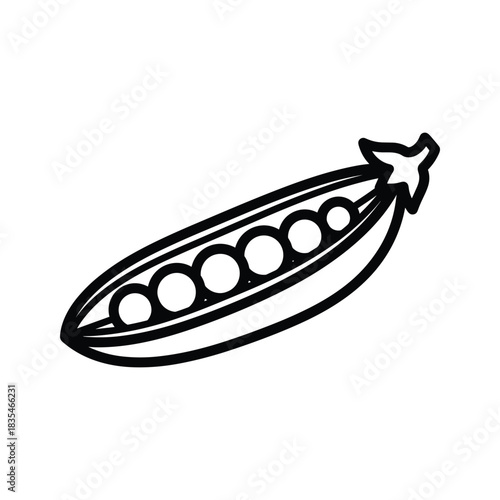 Pea pod black line vector icon Healthy food ingredient vegetarian organic diet symbol Isolated design on white