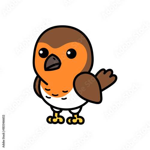 Cartoon Illustration of a Robin Bird