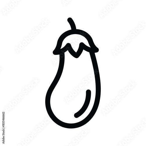 Line drawing of fresh eggplant for healthy cooking isolated on white background