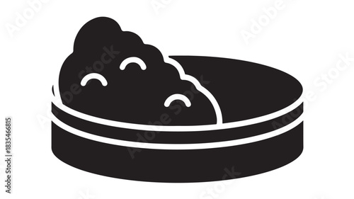 Simple black and white icon representing mashed potatoes or creamy dip served in a shallow bowl for culinary design projects