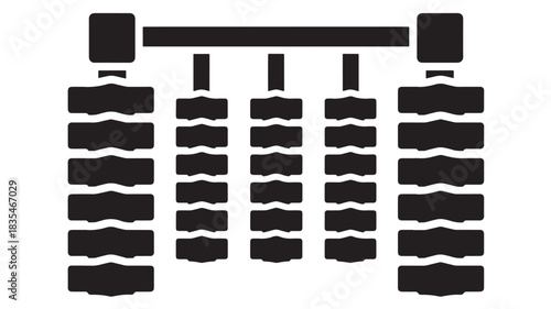 Essential automatic car wash cleaning brushes icon representing vehicle maintenance and automated service processes