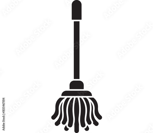 Essential cleaning tool icon representing a classic mop ready for floor maintenance and household upkeep tasks