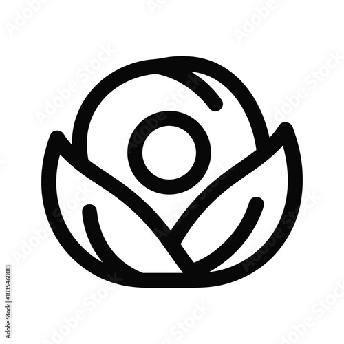 Outline of cabbage vegetable ingredient for healthy eating natural vegetarian food organic nutrition