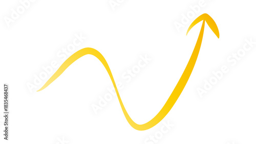 Rising Growth Gradient zigzag Arrow with Wavy Line on White Background