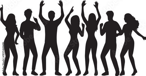 silhouette of a group of people dancing and having fun vector illustration of dance team performance