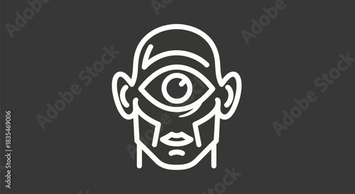 Cyclops Head Outline - A Monocular Vision in Minimalist Style.