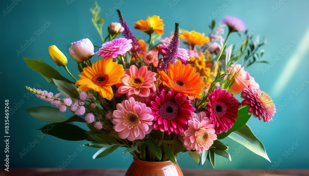 Fototapeta premium vibrant floral bouquet in vase