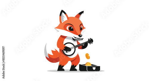 Animated fox plays a banjo