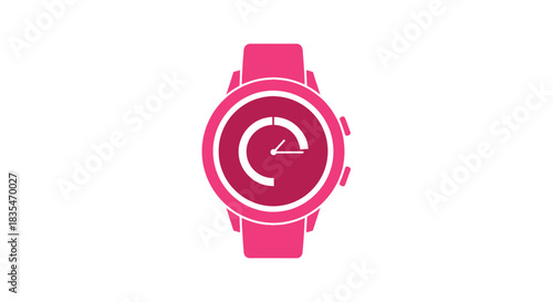 Pink smartwatch icon with gauge on display