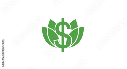 Green dollar sign emblem with leaves