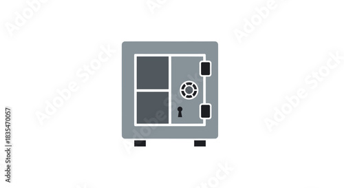 Safe illustration, gray with secure dial