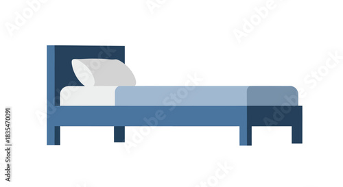 Blue bed with pillow