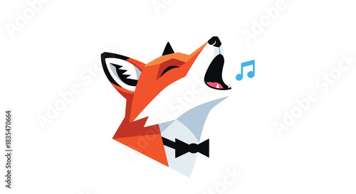 Geometric fox head singing