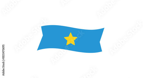 Waving blue flag with a central yellow star