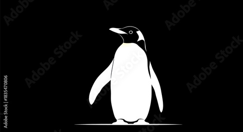 Elegant Penguin Illustration - A Study in Black and White Simplicity.