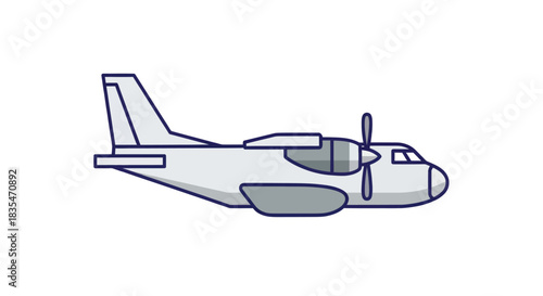 Gray propeller plane illustration